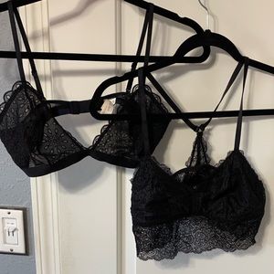 2 black bralettes GapBody and J. Crew EUC